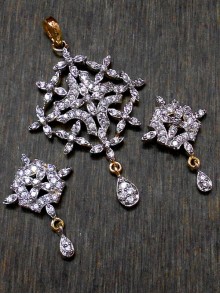 CZ Pendant With Earrings